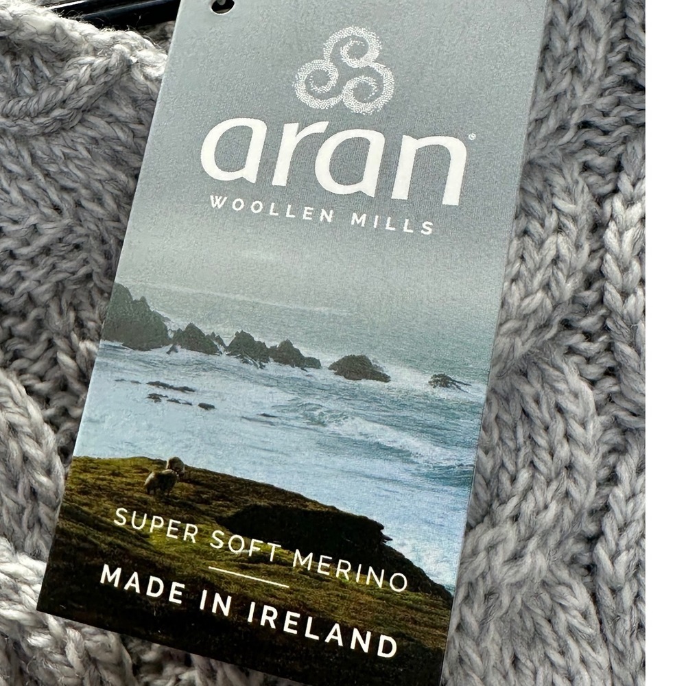 Aran Woollen Mills Super Soft Merino‎ Wool Cardigan Gray B940 XS Made in Ireland - Picture 5 of 8
